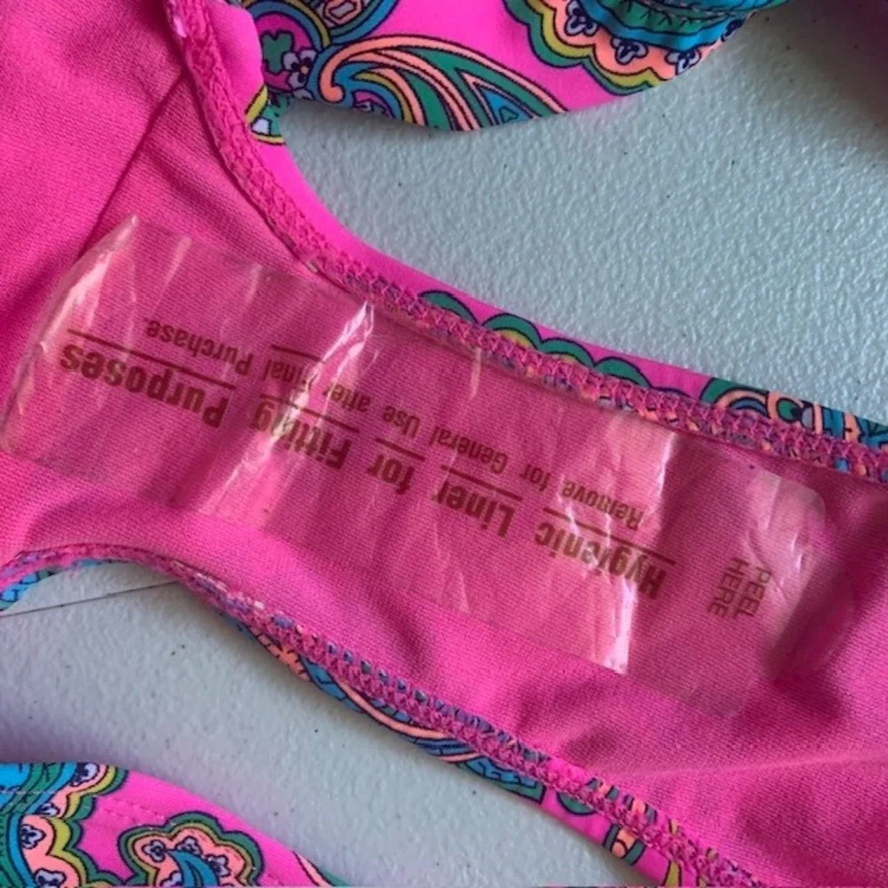 NWT Paisley Bikini Set Halter Tie Two Piece Swimsuit L Resort Preppy Coastal